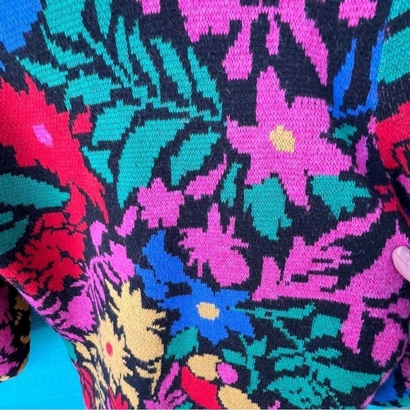 FARM RIO TROPICAL GARDEN COZY SOFT SWEATER DRESS COWL FUNNEL NECK SIZE MEDIUM - Picture 16 of 16